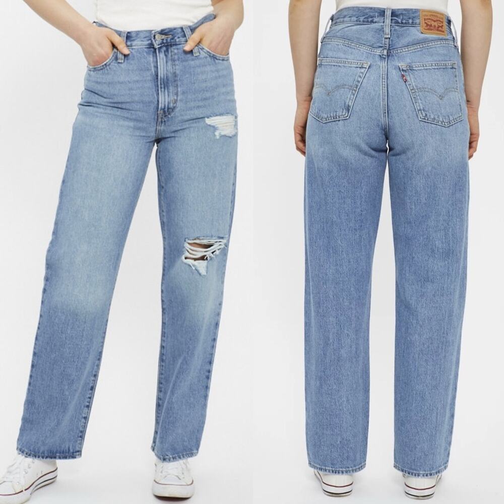 Levi's Women's '94 Baggy Destructed Distressed Classic Jeans Medium Wash Size 27